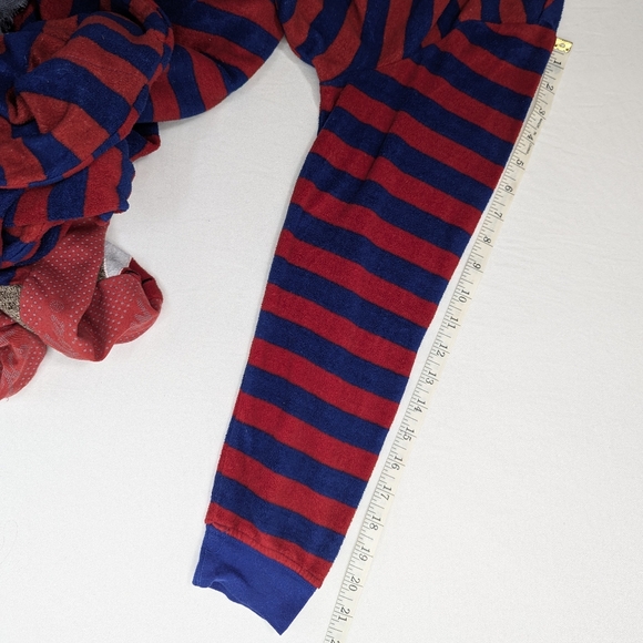 Nick & Nora Red/Blue Stripes Adult Monkey Sock One Piece Pajama Full Zipper - Picture 9 of 14
